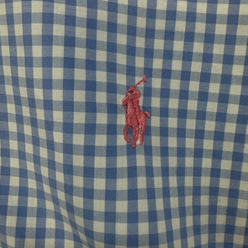 Polo Ralph Lauren Yarmouth Shirt Mens‎ 16 34/35 Blue Gingham Check Pink Pony